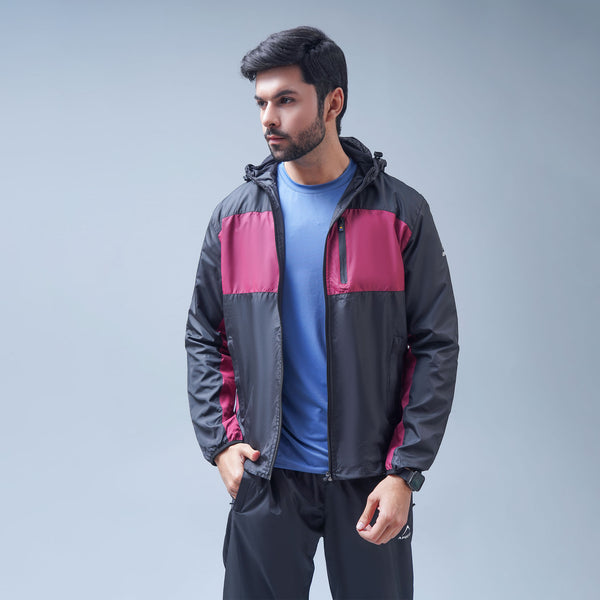 APOLLO Windbreaker Hoodie Mens - Parachute Supersoft 2411 100 110801 Black/Maroon