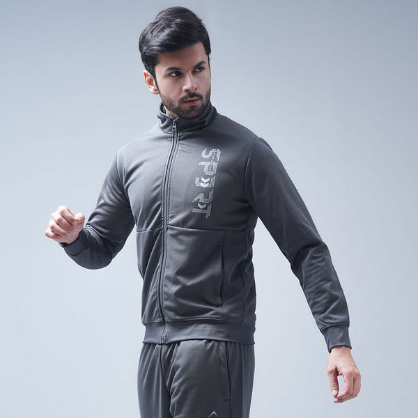 APOLLO Sweat Shirt Mens - Speedo Polyester Full Zip 2511 101 102411 Dark Grey