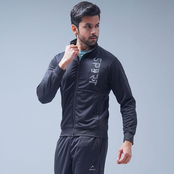 APOLLO Sweat Shirt Mens - Speedo Polyester Full Zip 2511 101 102411 Black