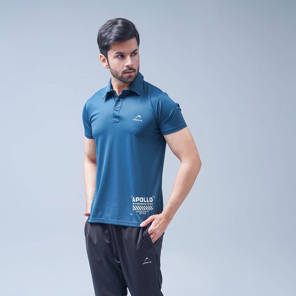 APOLLO Polo Shirt Men's - Nylon Pique 2511 102 031035 Cyan
