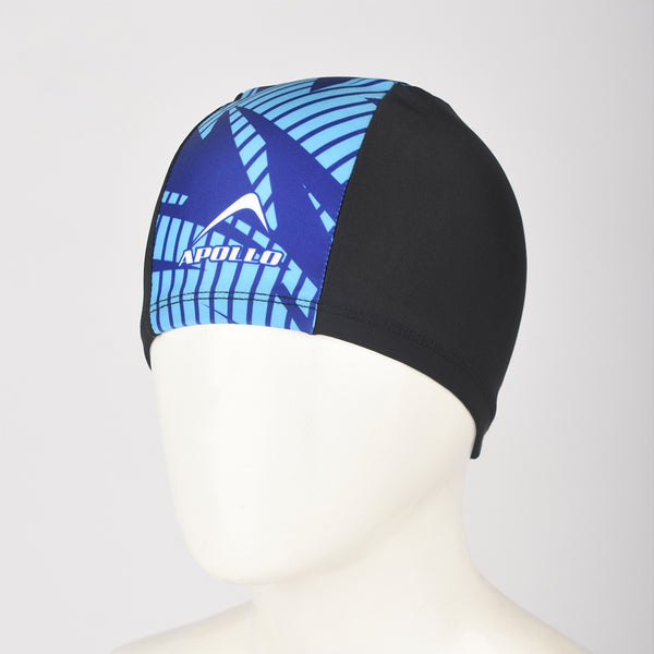 APOLLO Swimming Cap Junior - Lycra 2556 651 410665 Black/Blue