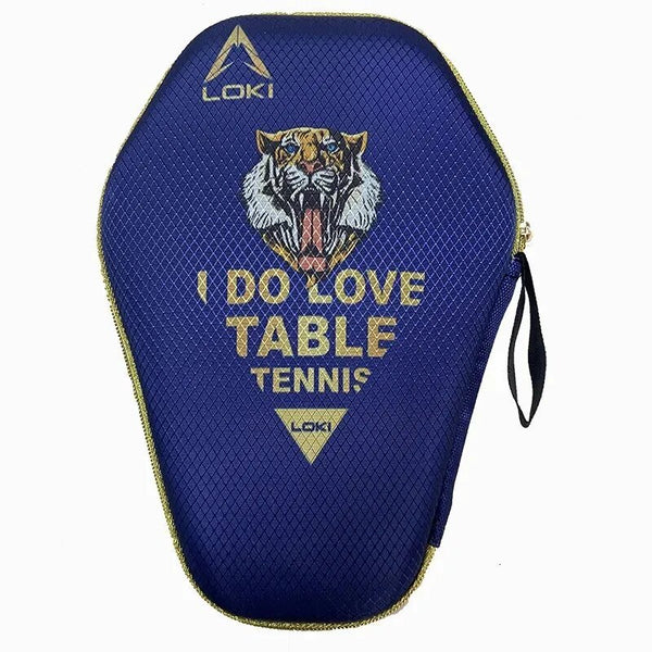 Loki Table Tennis Racket Case - Tiger Diamond Shaped Hard Cover - Blue