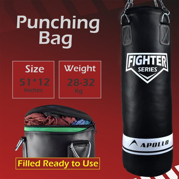 Apollo Punching Boxing Bag- Filled Bag For Fighter - 51 inch Model. 1BPR51