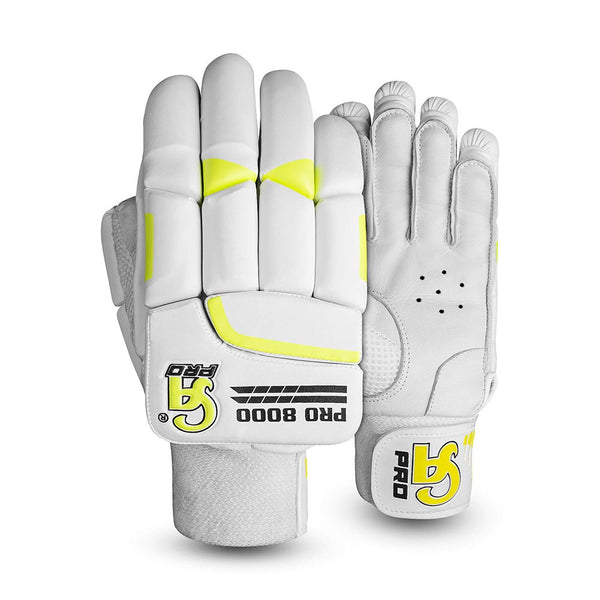 CA Cricket Batting Gloves - Pro 8000 For Adults - Left Handed White/Yellow