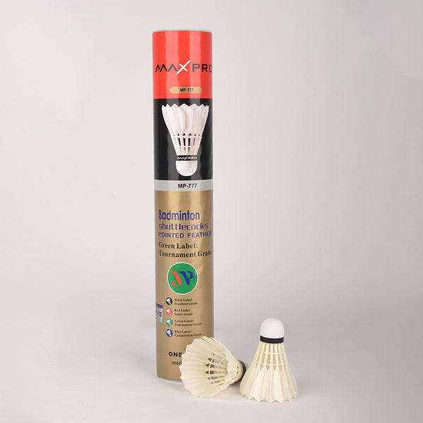 Maxpro Badminton Shuttlecock - Feather MP-777 Grade-03 12Pcs White