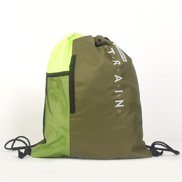 APOLLO Gym Drawstring Bag Backpack - 2556 321 291826 Army Green/Lime