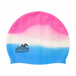 CONQUEST SC02 Adult Swimming Cap - Multicolor Pink/Blue