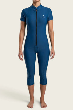 APOLLO 2652 651 150625 Lycra Short Sleeve/ Below Knees Swimsuit Women's - Blue