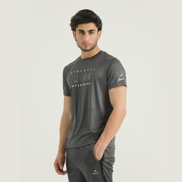 APOLLO Gym T-Shirt Mens -  Interlock Polyester - Dark Grey 2411 100 020407
