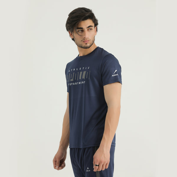 APOLLO Gym T-Shirt Mens -  Interlock Polyester - Navy 2411 100 020407