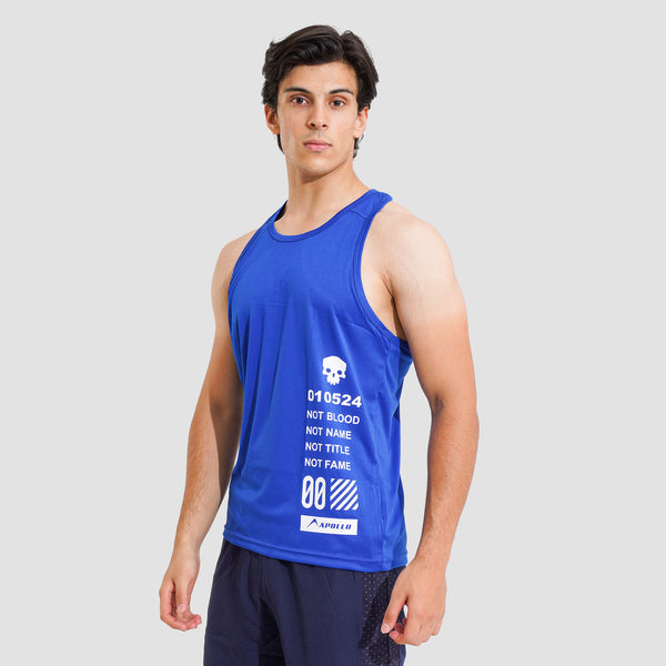 APOLLO Mens Tank Top/Gym Vest - Interlock Polyester - Blue 2411 100 010404