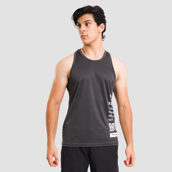 APOLLO Mens Tank Top/Gym Vest - Interlock Polyester - Dark Gray 2411 100 010404