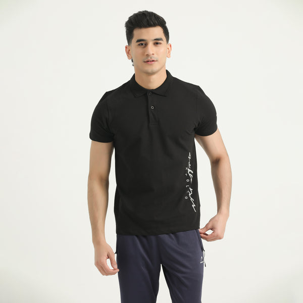 APOLLO Polo Shirt Mens - Cotton Pique Fabric Black 2411 101 031925