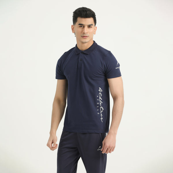 APOLLO Polo Shirt Mens - Cotton Pique Fabric Navy 2411 101 031925