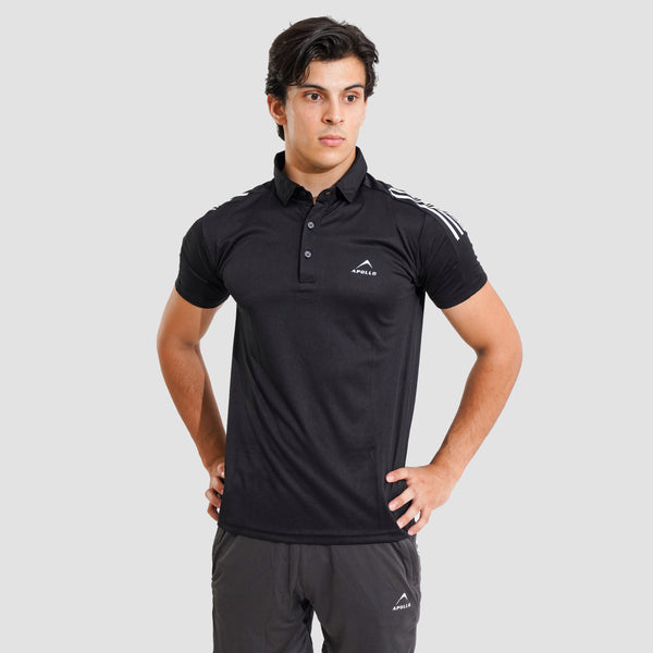 APOLLO Polo Shirt Mens - Interlock Polyester -  Black 2411 100 030408