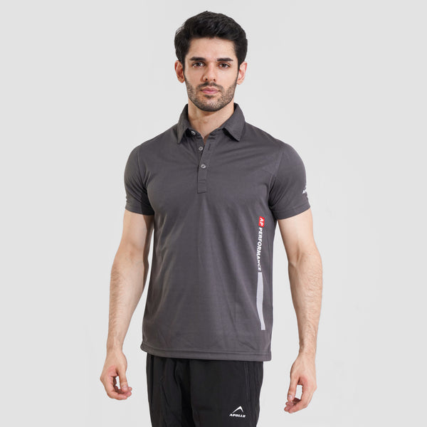 APOLLO Polo Shirt Mens - Micro Mesh Polyester - Dark Grey 2411 100 030302