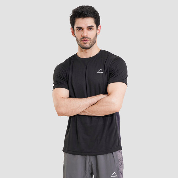 APOLLO Sports T-Shirt Mens - Micro Mesh Polyester - Black 2411 100 020304