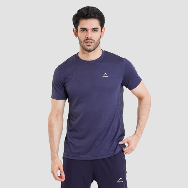 APOLLO Sports T-Shirt Mens - Micro Mesh Polyester - Navy 2411 100 020304