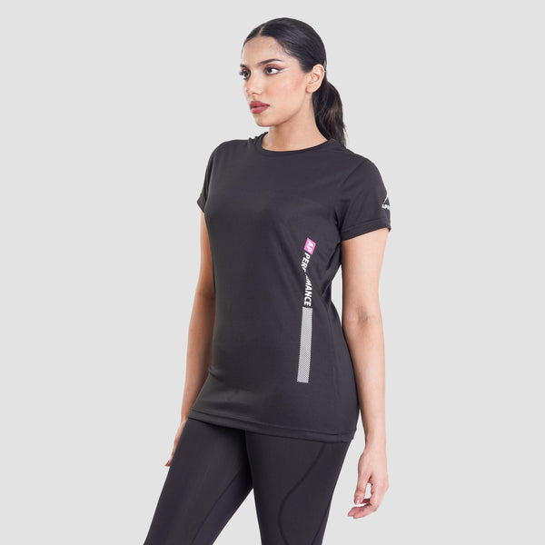 APOLLO Sports T-Shirt Womens - Micro Mesh Polyester - Black 2412 100 020302