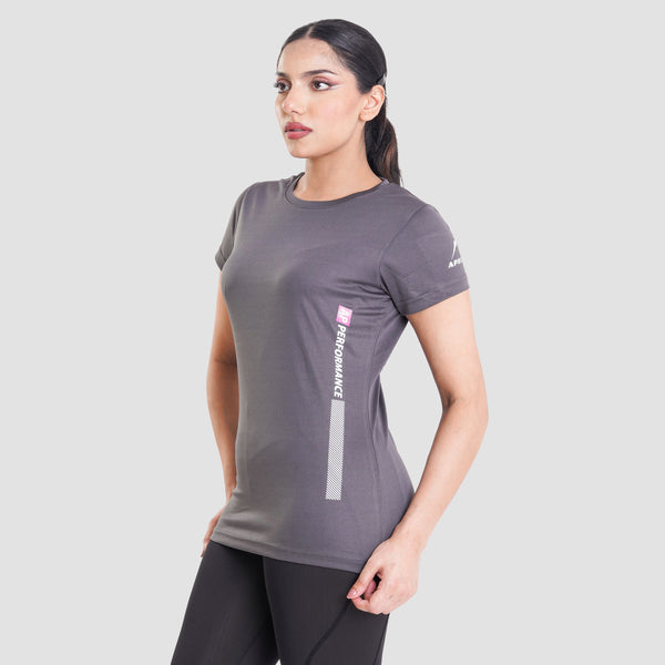 APOLLO Sports T-Shirt Womens - Micro Mesh Polyester - Dark Grey 2412 100 020302