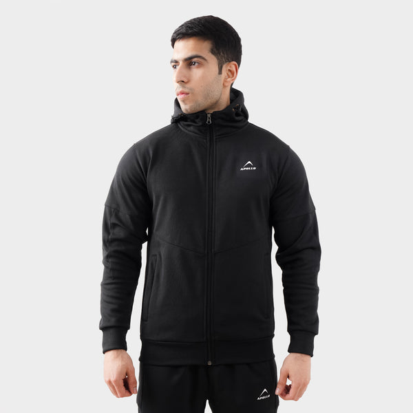 APOLLO Tracksuit Hoodie Mens – Polyester Fleece – Black 2411 100 110701