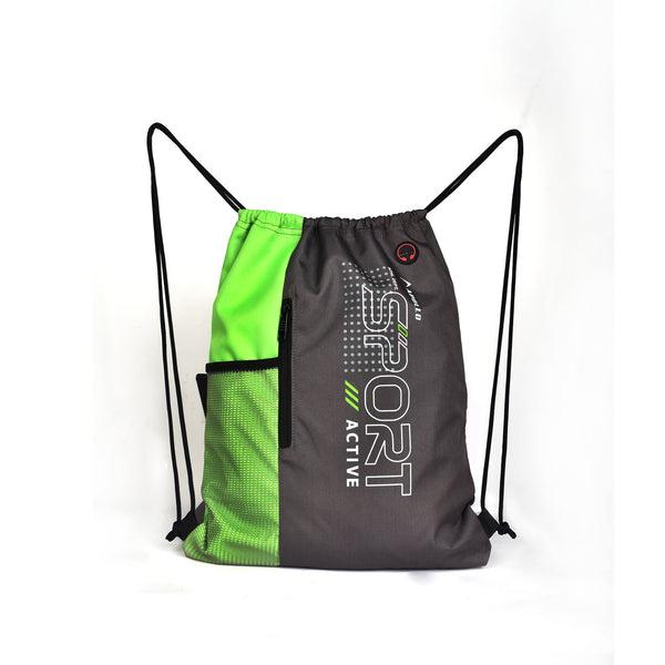 APOLLO Gym Drawstring Bag Backpack -  Gray/Green 2456 304 291835