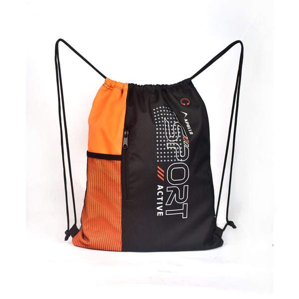 APOLLO Gym Drawstring Bag Backpack - Black/Orange 2456 304 291835