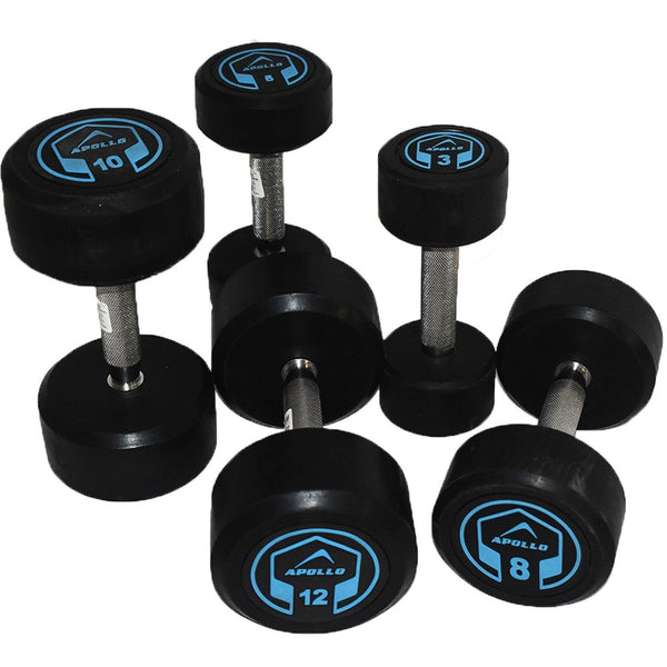 Apollo Rubber Dumbbells Blueray 1Pc - Steel Grip Iron Rubber Coated Head