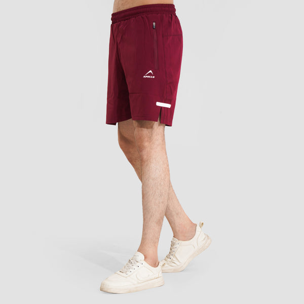 APOLLO Running Shorts Mens - Micro Twill Polyester - Maroon 2411 100 040203