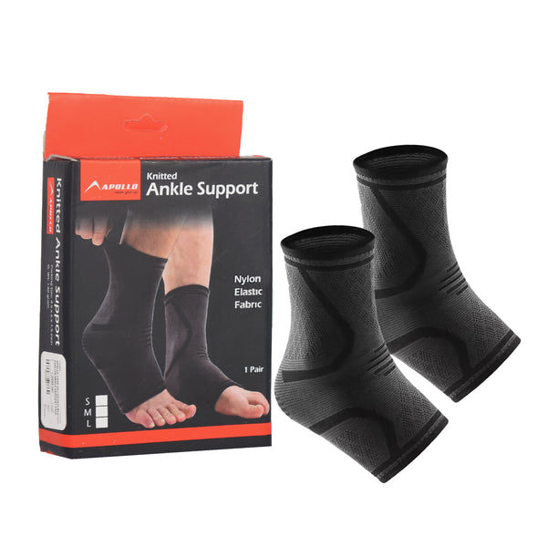 Apollo Ankle Support - Elastic Ankle Strap Pair - Black/Grey 2456 327 531015