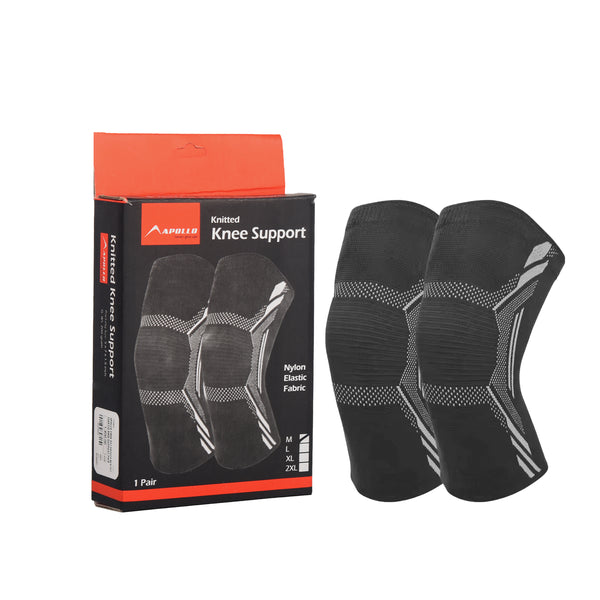 Apollo Knee Support - Elastic Knee Brace - Pair Black/Gray 2456 327 541020-
