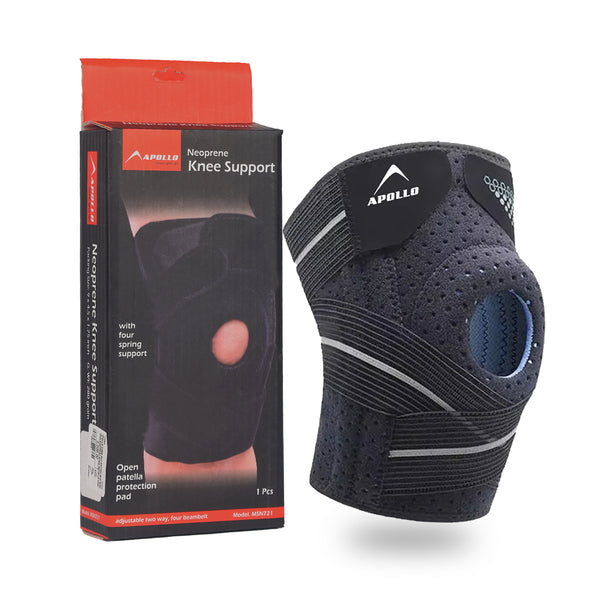 APOLLO Knee Support - OPen Petalla Adjustable Knee Brace With Silicon Ring - Free Size Black 2456 327 541130