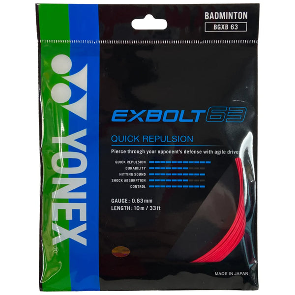 YONEX BADMINTON STRING - BG Exbolt 63 0.63mm Thickness 10M Red
