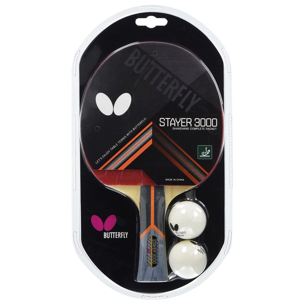 Butterfly Table Tennis Racket - Stayer 3000 - Pan Asia Rubber - With 2 Balls