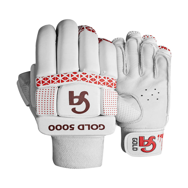 CA Cricket Batting Gloves - GOLD 5000 For Adults-  Right Handed White/Red