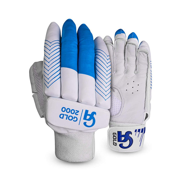 CA Cricket Batting Gloves - Gold 2000 For Adults - Left Handed White/Blue