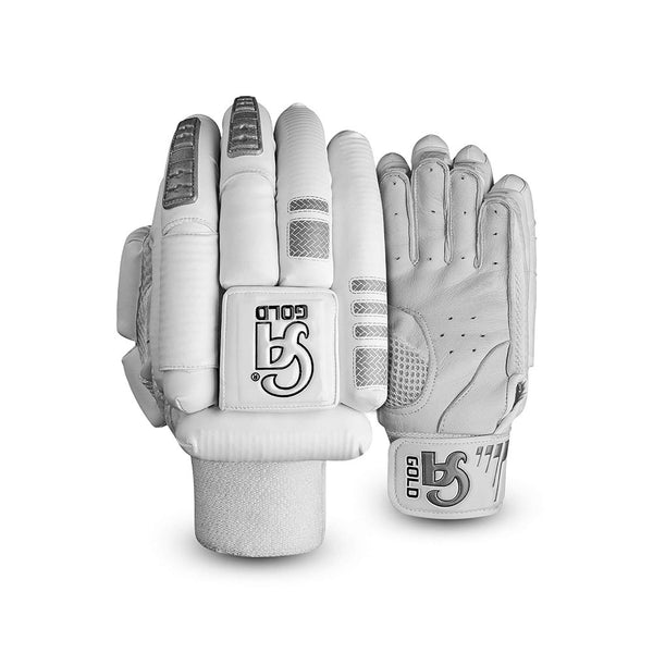 CA Cricket Batting Gloves - Gold Dragon For Adults - Right Handed White/Silver