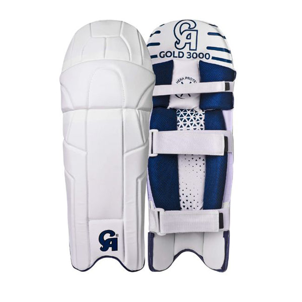 CA Cricket Batting Pad - GOLD 3000 Right Handed White/Blue
