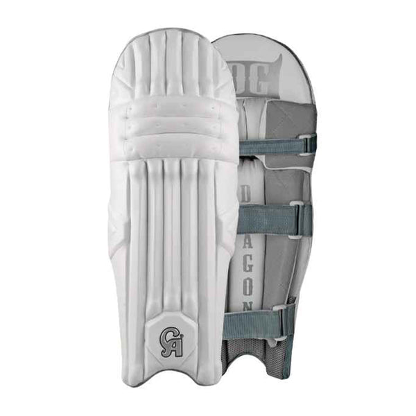 CA Cricket Batting Pad - Gold Dragon Right Handed White/Grey