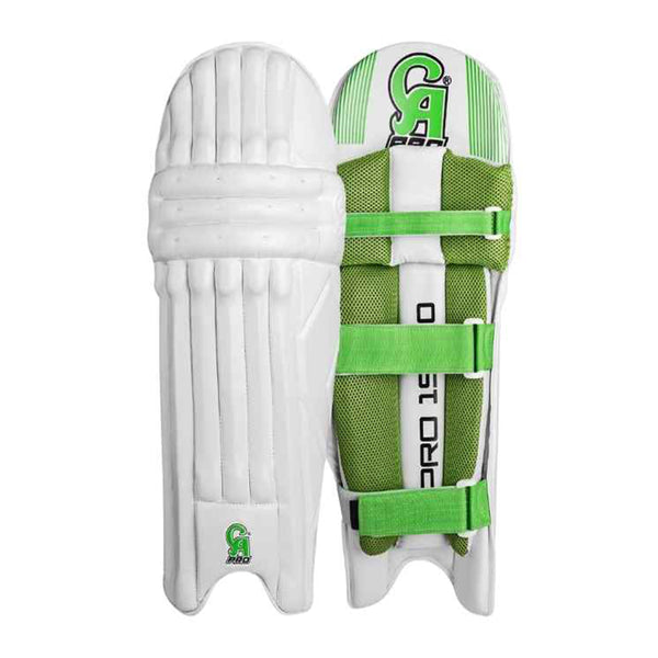 CA Cricket Batting Pad - PRO 15000 For Adults- Right Handed White/Green