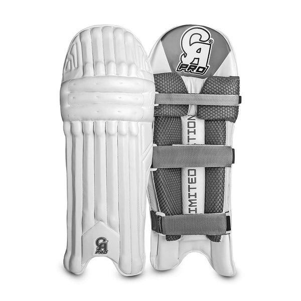 CA Cricket Batting Pads - Pro Limited Edition For Adults - White/Silver