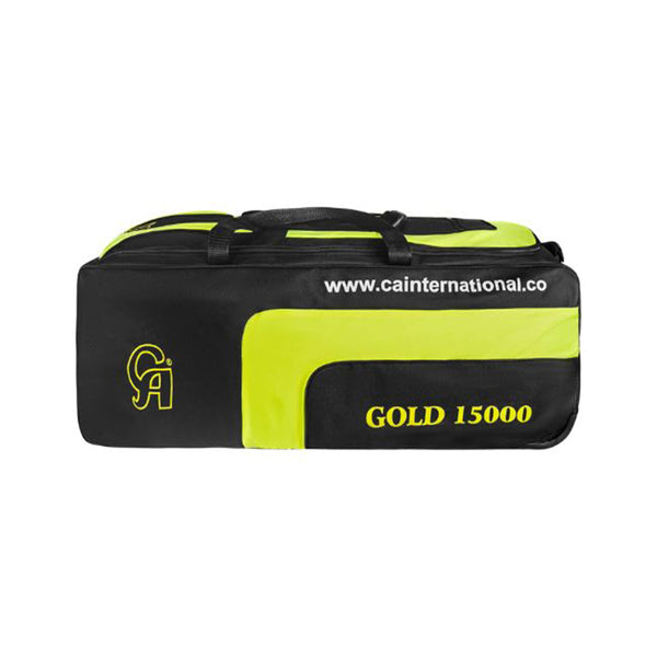 CA Cricket Kit Bag - Gold 15000 with Wheels Black/Lime