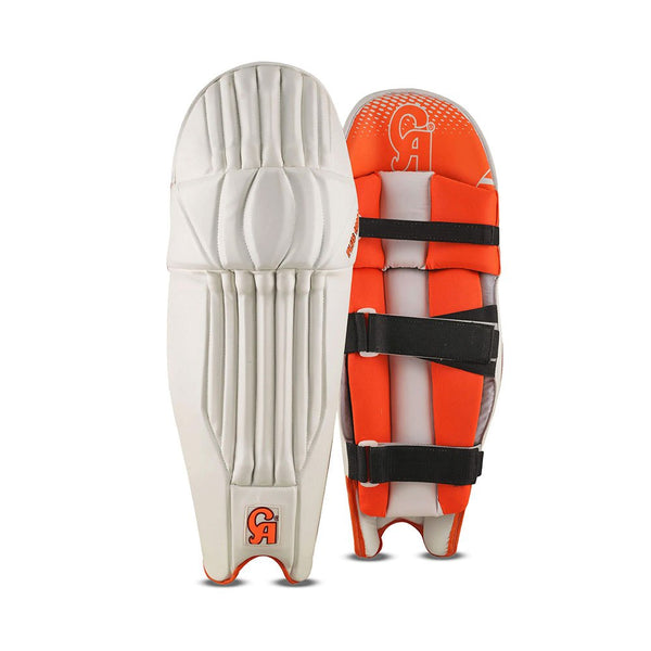 CA Cricket Batting Pads- Plus 10000 For Adult- White/Orange