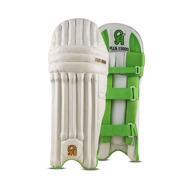 CA Cricket Batting Pads- Plus 15000 For Adult - White/Green