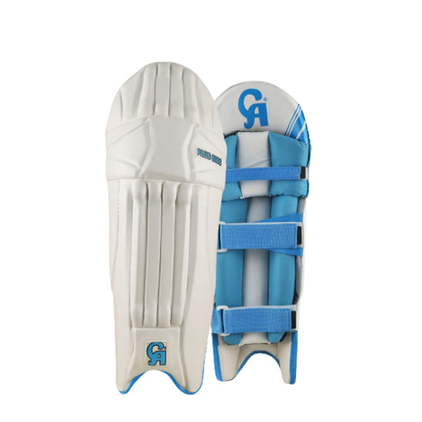 CA Cricket Batting Pads - Plus 8000 for Adult - White/Blue