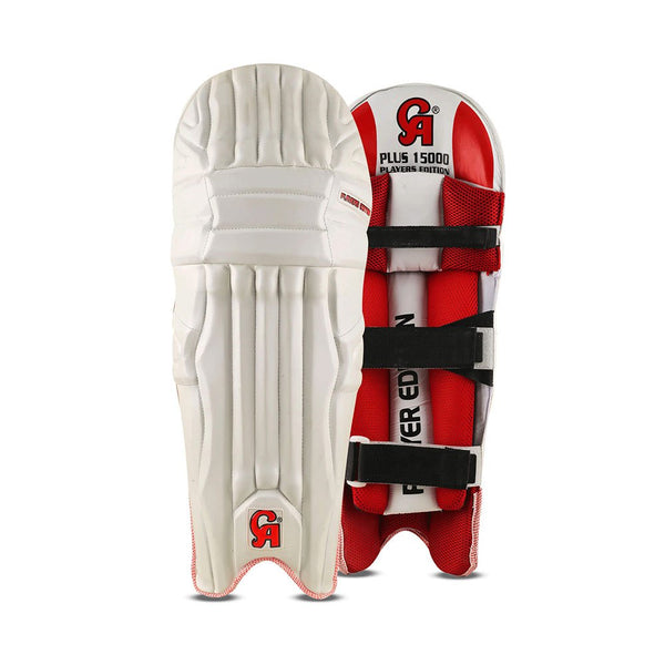 CA Batting Pads-  Plus 15000 Players Edition For Adult - White/Red