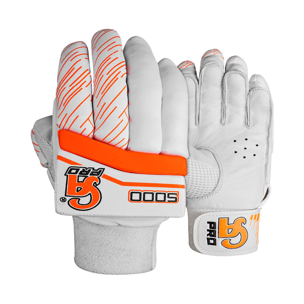 CA Cricket Batting Gloves - PRO 5000 For Adults- Right Handed White/Orange