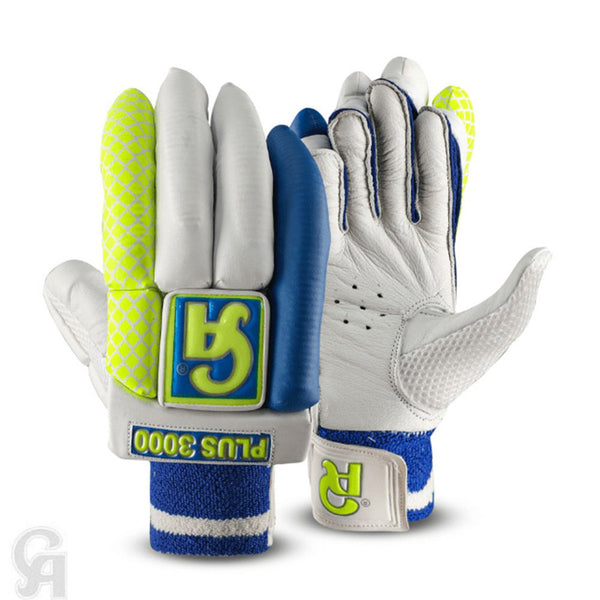 CA Cricket Batting Gloves - Plus 3000 For Junior - Right Handed White/Blue