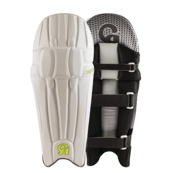 CA Cricket Batting Pads - Plus 3000 For Junior - White/Black