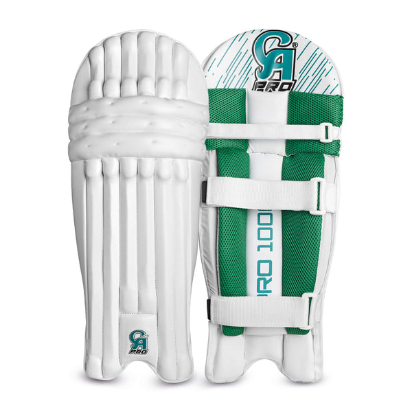 CA Cricket Batting Pads - PRO 10000 For Adults- Right Handed White/Green